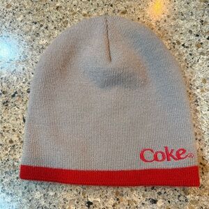 Coca-Cola Knit Beanie | Gray & Red Logo Winter Hat | One Size
